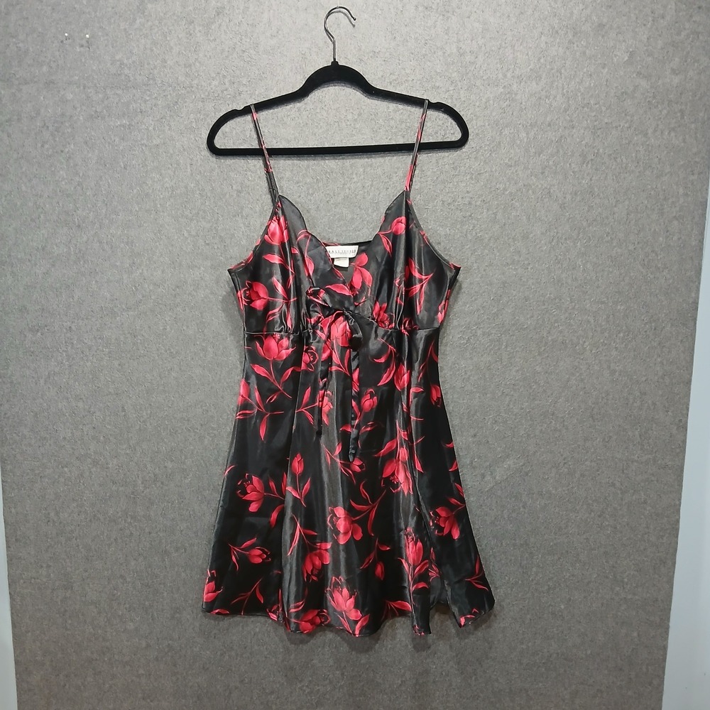 VTG Bali Studios L Floral Goth Tropical Slip Dress Coquette Whimsygoth 90s Y2K